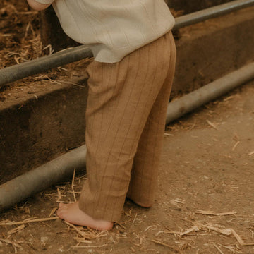 Gestreifte Leinenhose – Sand